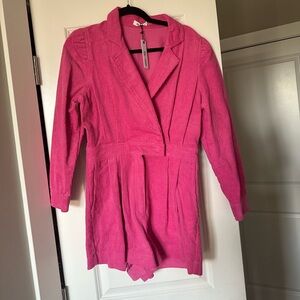 Day + Moon Pink Corduroy Long Sleeve Romper